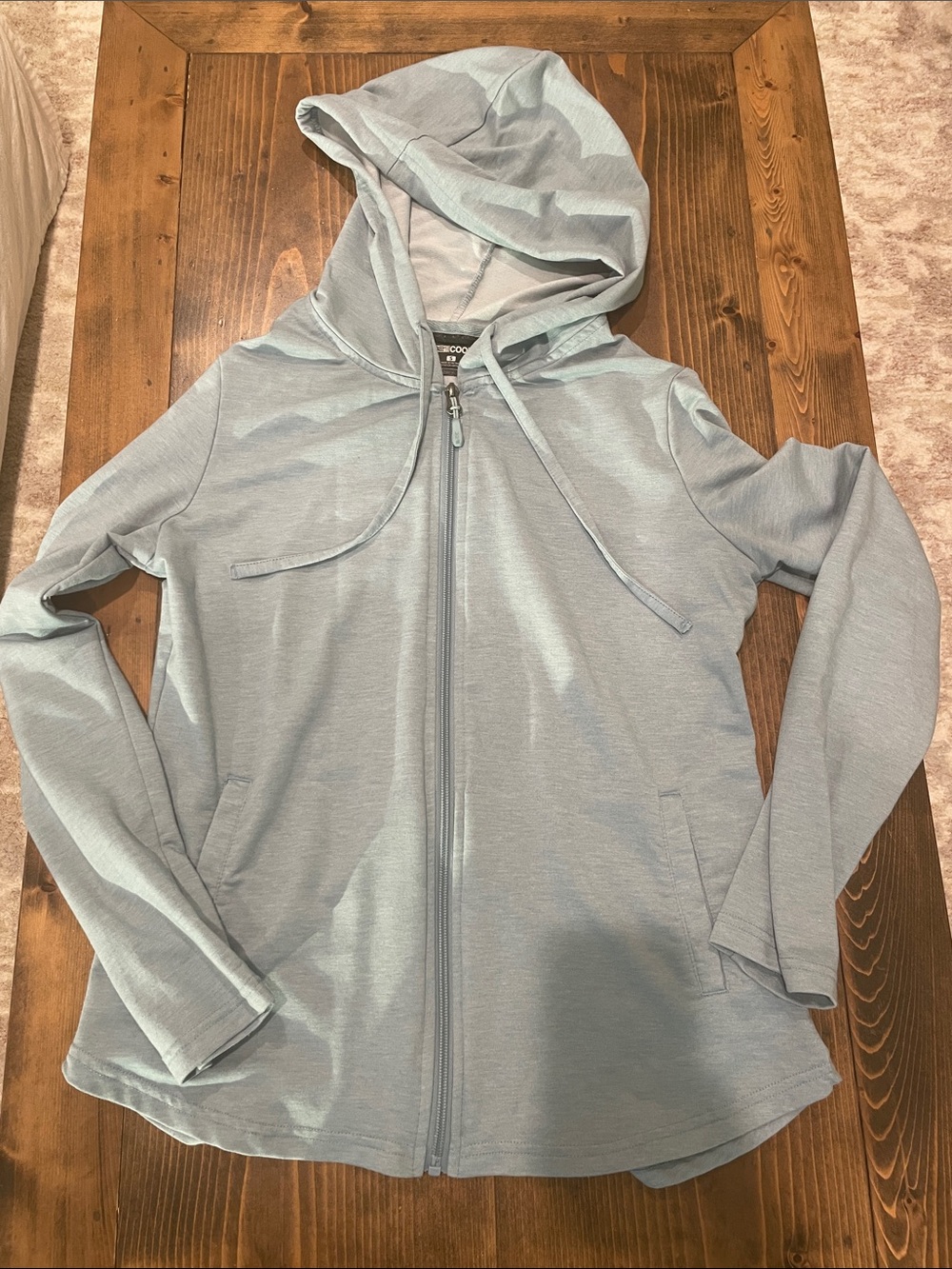 Zip-Front Hooded Utility Jacket in Pale Blue